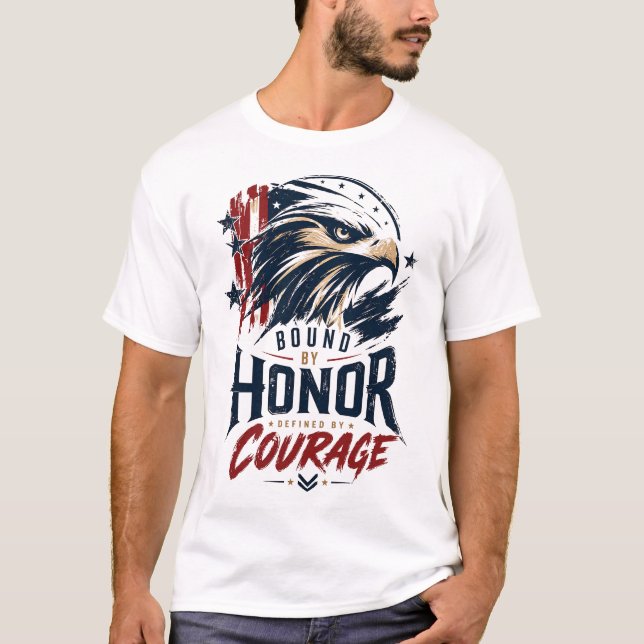 Patriotisk Örn Ära Mod Grafisk T Shirt (Framsida)