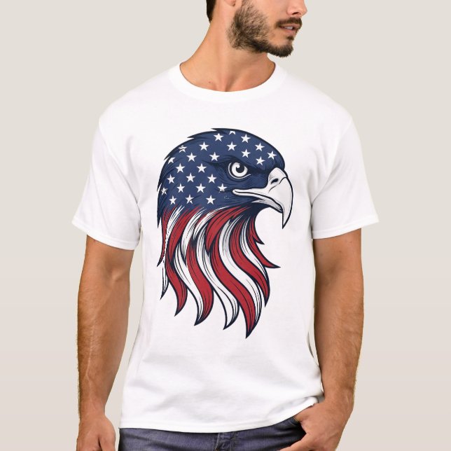 Patriotisk Örn Flagga Vektor Design för Vit Tröja (Framsida)