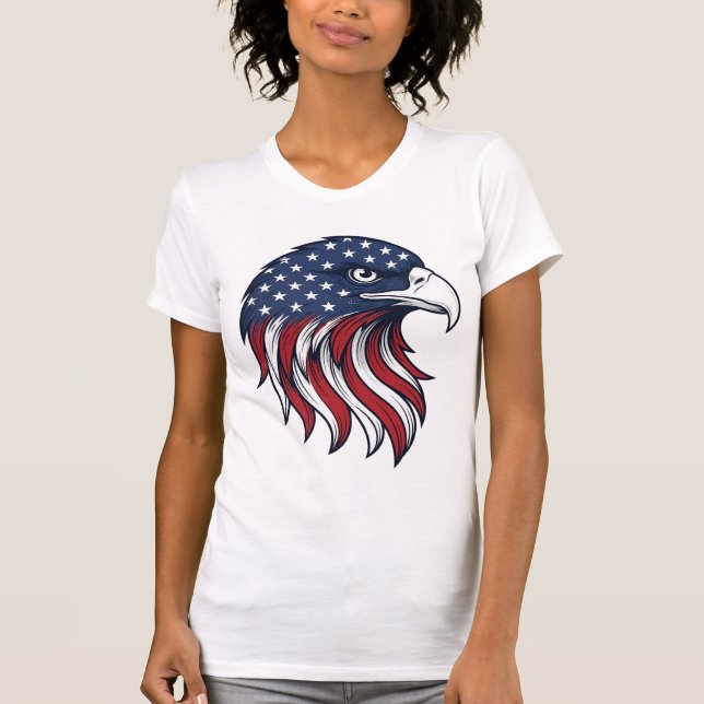 Patriotisk Örn Flagga Vektor Design för Vit Tröja (Framsida)