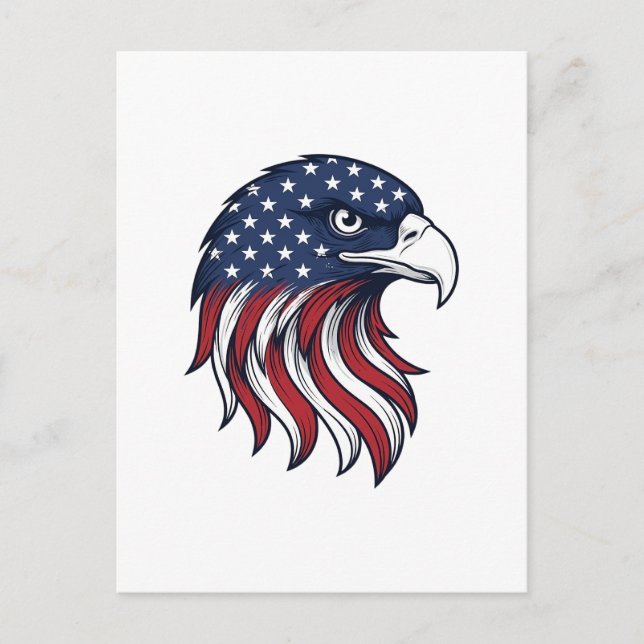 Patriotisk Örn Flagga Vektor Design för Vit Tröja Vykort (Framsida)