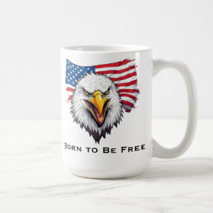 Patriotisk Örn Född att Vara Fri, Amerikansk Flagg Kaffemugg