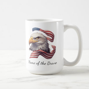 Patriotisk Örn Hem för de Modiga, Amerikansk Flagg Kaffemugg