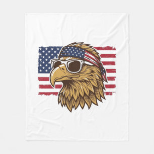 Patriotisk Örn Huvud Vintage Gravyr Grafik_1 Fleecefilt