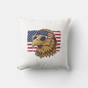 Patriotisk Örn Huvud Vintage Gravyr Grafik_1 Kudde