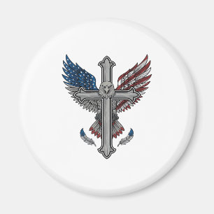 Patriotisk Örn Kors Vintage Gravyr Vektor Des Magnet