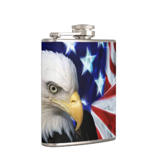 Patriotisk örn med amerikanska flaggan fickplunta