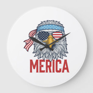 Patriotisk Örn Merica Vintage Gravyr T-Shirt Des Stor Klocka