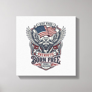 Patriotisk Örn Motorcykel Frihet Patriot Canvastryck