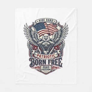 Patriotisk Örn Motorcyklist Frihet Patriot  Fleecefilt