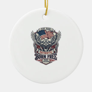 Patriotisk Örn Motorcyklist Frihet Patriot Julgransprydnad Keramik