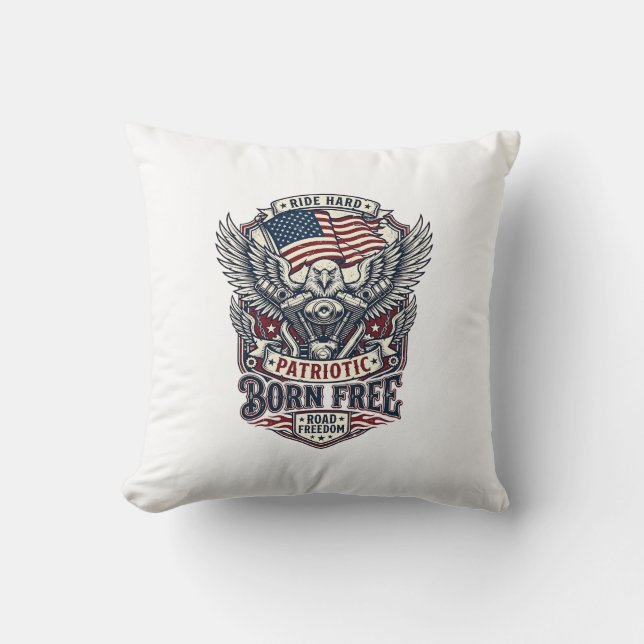 Patriotisk Örn Motorcyklist Frihet Patriot  Kudde (Framsida)