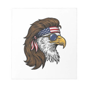 Patriotisk Örn Mullet Vintage Gravyr Vektor De Anteckningsblock