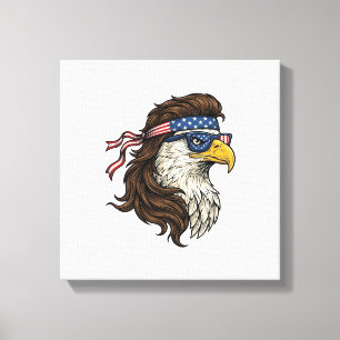 Patriotisk Örn Mullet Vintage Gravyr Vektor De Canvastryck