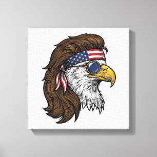 Patriotisk Örn Mullet Vintage Gravyr Vektor De Canvastryck