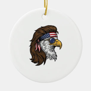 Patriotisk Örn Mullet Vintage Gravyr Vektor De Julgransprydnad Keramik