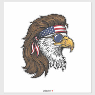 Patriotisk Örn Mullet Vintage Gravyr Vektor De Klistermärken