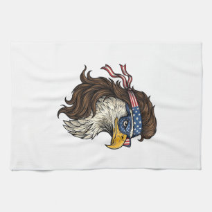 Patriotisk Örn Mullet Vintage Gravyr Vektor De Kökshandduk