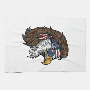 Patriotisk Örn Mullet Vintage Gravyr Vektor De Kökshandduk
