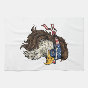 Patriotisk Örn Mullet Vintage Gravyr Vektor De Kökshandduk