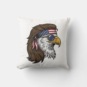 Patriotisk Örn Mullet Vintage Gravyr Vektor De Kudde