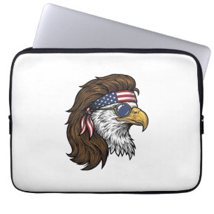 Patriotisk Örn Mullet Vintage Gravyr Vektor De Laptop Fodral