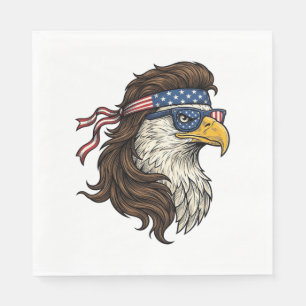 Patriotisk Örn Mullet Vintage Gravyr Vektor De Pappersservett