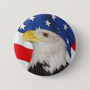 Patriotisk örn och amerikanska flaggan knapp
