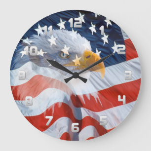 Patriotisk örn och amerikanska flaggan stor klocka