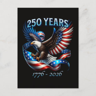 Patriotisk Örn och Flagga 250 År 1776-2026 Helg Vykort