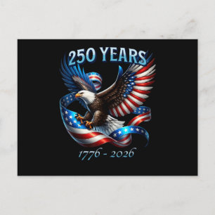 Patriotisk Örn och Flagga 250 År 1776-2026 Helg Vykort