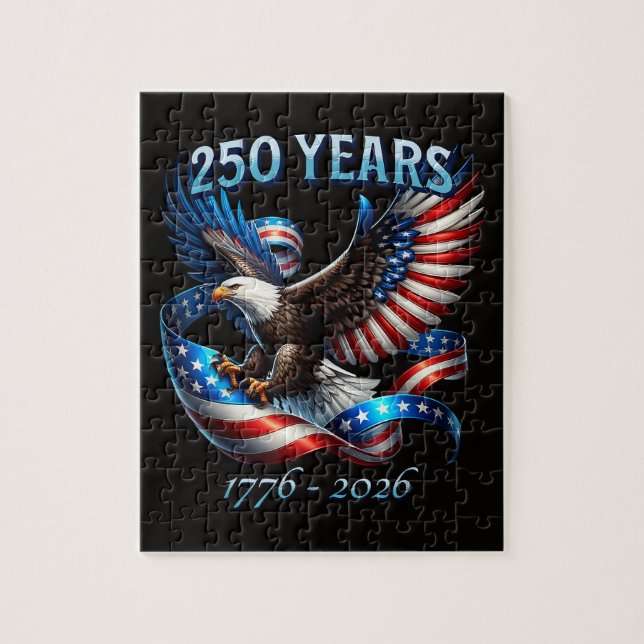 Patriotisk Örn och Flagga 250 År 1776-2026 Pussel (Vertikal)