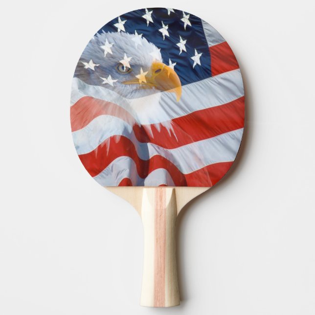 Patriotisk örn över amerikanska flaggan pingisracket (Framsidan)