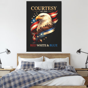 Patriotisk Örn Röd Vit och Blå Vintage Canvastryck