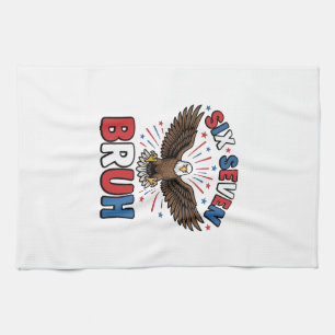 Patriotisk Örn Sex Sju Bruh Vektor Design_1 Kökshandduk