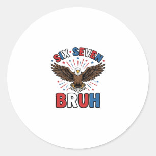 Patriotisk Örn Sex Sju Bruh Vektor Design_1 Runt Klistermärke