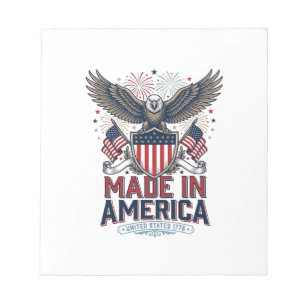 Patriotisk Örn Tillverkad i Amerika 4:e Juli Tröja Anteckningsblock