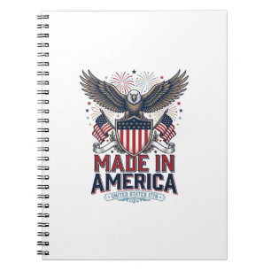 Patriotisk Örn Tillverkad i Amerika 4:e Juli Tröja Anteckningsbok