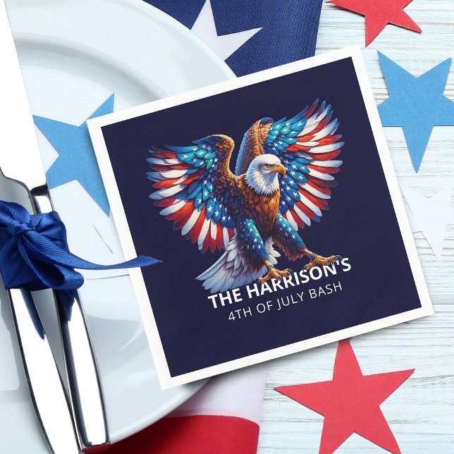 Patriotisk Örn USA 4:e Juli Pappersservett (Patriotic Eagle USA 4th of July Napkins)