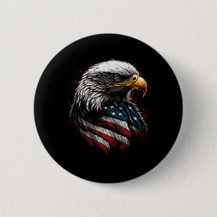 Patriotisk Örn USA Amerikansk Flagga 4:e Juli Män Knapp