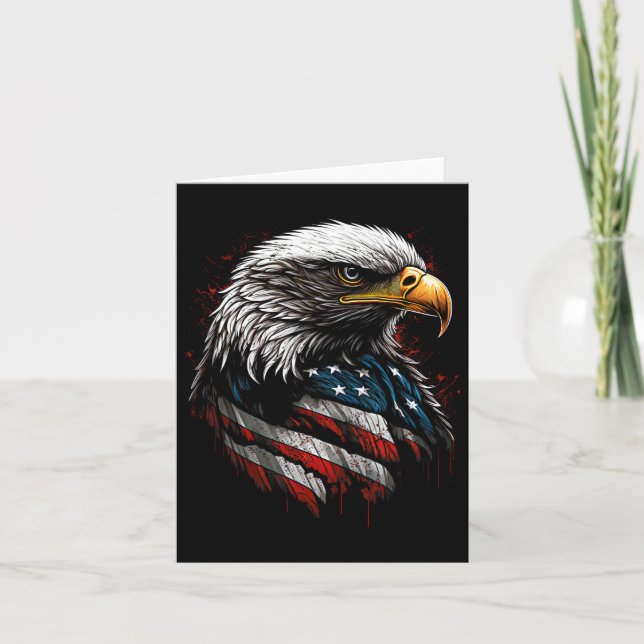 Patriotisk Örn Usa Amerikansk Flagga 4:e Juli Män  Kort (Framsida)