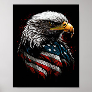 Patriotisk Örn USA Amerikansk Flagga 4:e Juli Män  Poster
