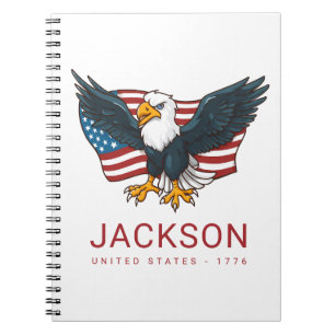 Patriotisk Örn USA Amerikansk Flagga Barn 4:e Juli Anteckningsbok