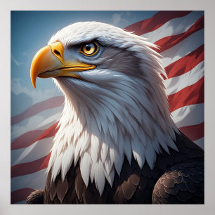 🇸🇪 Patriotisk Örn USA Flagga För Frihet Hemma Poster