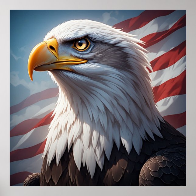 🇸🇪 Patriotisk Örn USA Flagga För Frihet Hemma Poster (Framsidan)