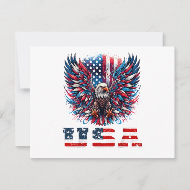 Patriotisk Örn USA Flagga Inbjudningar (Framsida)