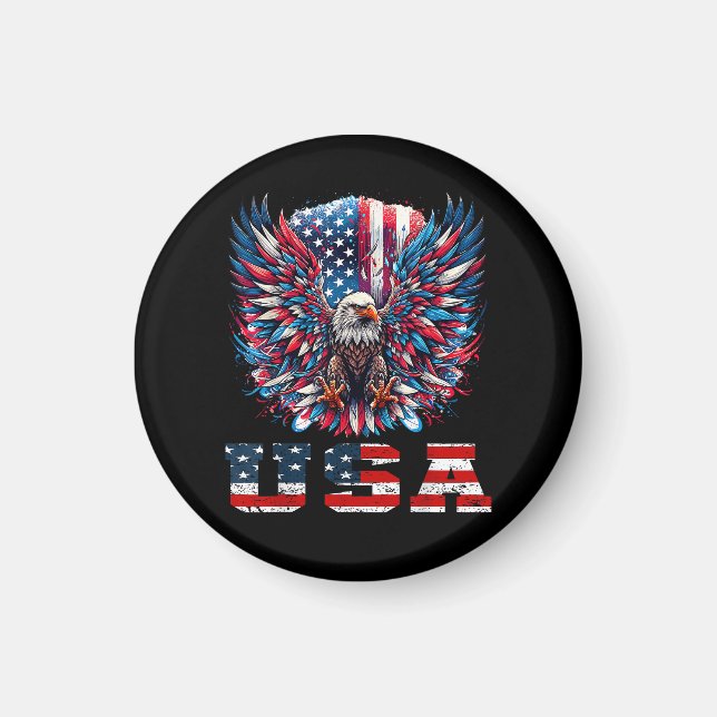 Patriotisk Örn USA Flagga Magnet (Framsidan)