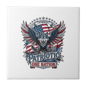 Patriotisk Örn Varg Hybrid Djur Hybrid Patriotisk Kakelplatta