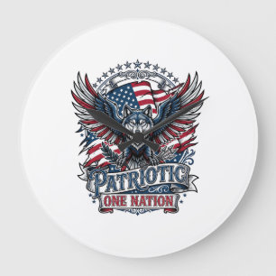 Patriotisk Örn Varg Hybrid Djur Hybrid Patriotisk Stor Klocka