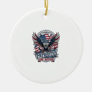 Patriotisk Örn Varg Hybrid Djurhybrid Patriotiskt Julgransprydnad Keramik