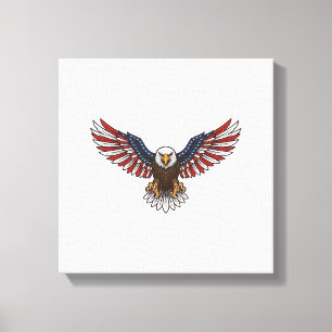 Patriotisk Örn Vintage Gravyr Vektor Design_1 Canvastryck